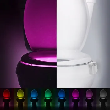 PIR judesio jutiklis Tualeto sėdynės naujovė LED lempa 8 spalvų automatinis infraraudonųjų spindulių indukcinės šviesos dubuo vonios kambario apšvietimui