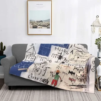 Pop Art Basquiat antklodės Flanelinio spausdinimo daugiafunkcinės šiltos mėtomos antklodės lovos miegamojo kilimėliui