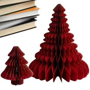 Popierinės eglutės 2PCS Mini kalėdinio audinio popieriaus medžio ornamentas Daugiasluoksnės tekstūros eglutės dekoras Kalėdų nuotraukai