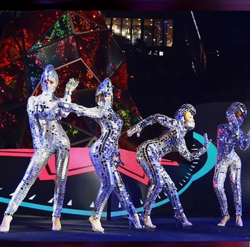 Rankų darbo naktinis klubas blizgučiai gyvatės galvos veidrodis vyro objektyvas kombinezonas gogo kostiumai scenos džiazo šokis Modernus šokis Kostiumas moterims