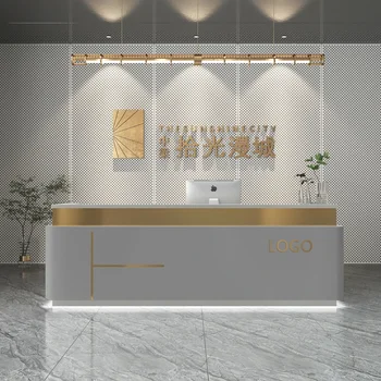 Restorano registratūros salonas Modernus medinis mobilus aptarnavimo stalas Biuro vadovas priekyje Scrivania Ufficio Lavoro baldai