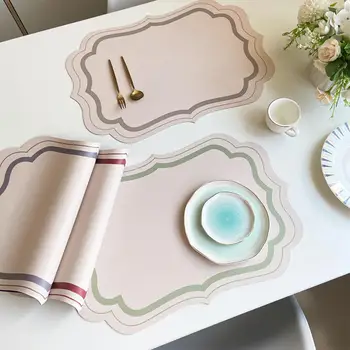 retro lengvas prabangus odinis stalo kilimėlis namų virtuvės dekoravimas romantiškas vakarietiškas maisto kilimėlis šilumos izoliacijos kilimėlis namų dubuo kilimėlis puodelio kilimėlis