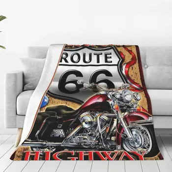 Route 66 Americas Highway motociklų lovos antklodė Flanelinė antklodė Flanelinė antklodė Flanelinė antklodė Oro kondicionavimo antklodė