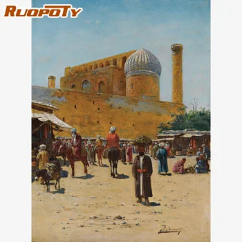 RUOPOTY Akrilo tapyba pagal skaičius Suaugusieji Amatai Figūros Mečetė Peizažas Spalvinimas 