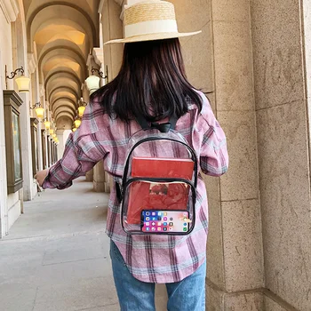 Skaidrus mokyklinis krepšys Moteriška kuprinė Skaidrus PVC krepšys Skaidrios kuprinės paaugliams Studentai Vyrai