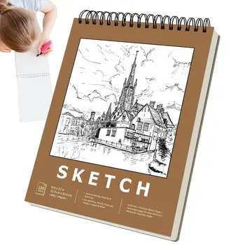 Sketchbook Hardcover Artist Sketch Pad Top Spiral Bound 100-Sheets Acid-Free Art Sketchbook 9x12inches/23x30cm Drawing Paper Pad