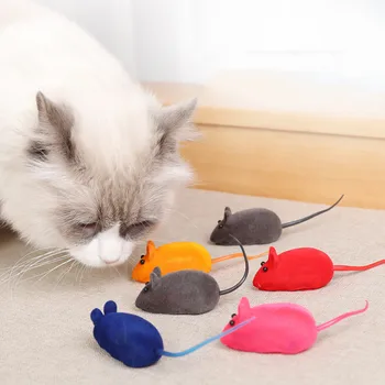 Squeaker Mouse Cat Toy Interative Flocking Voice Realistic Mouse for Playing Funny Toys for Kitten Cat Game Pet Supplies