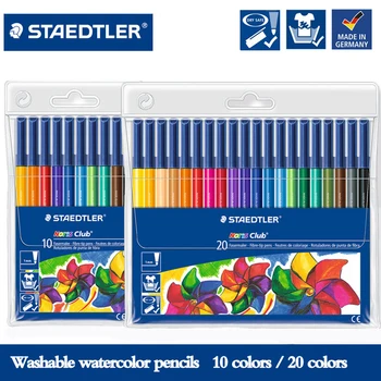 STAEDTLER Akvarelės teptukai 326 plaunami vaikiški teptukai 10 / 20 spalvų rinkinys Piešimas Doodling Spalvotas menas Tapyba Kanceliarinės prekės
