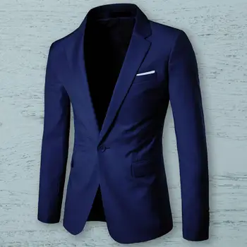 Suit Coat Single Button Suit Jacket Pure Color Button Suit Jacket