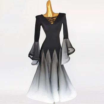 Suknelės prom profesionaliam konkursiniam kostiumui Nacionalinis standartas Šiuolaikinės gradiento spalvos valso suknelė Šokių drabužiai Drabužiai moterims pritaikyti