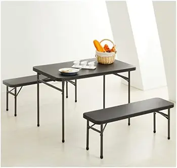 Sulankstomas iškylų stalas su suolais, sulankstomi kempingo iškylų stalai lauke, 3 dalių nešiojamas iškylų stalas su sėdimomis vietomis 40 