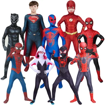 Superherojus Spidermanas Blykstė Geležinis žmogus Juodoji pantera Kapitonas Amerika Cosplay kostiumas Smėlinukas Kombinezonas Helovinas vaikams suaugusiems