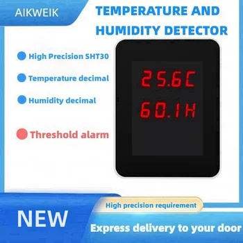 Temperatūros ir drėgmės matuoklis Temperatūros ir drėgmės detektorius Automatinis aliarmas Vidaus namų temperatūros ir drėgmės surinkėjas