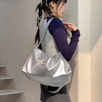 Tendance 2023 Jaunimo moterų rankinė Prabangus dizaineris Pirkėjas Tote krepšys Didelis moteriškas sidabrinis krepšys Piniginė Estetiška Y2k Japoniškos rankinės