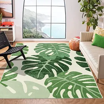 Tropinis žaliųjų lapų kilimas svetainei Namų dekoravimas Sofos stalas Didelio ploto kilimėliai Virtuvės prieškambario kilimėliai Neslidus vonios kilimėlis