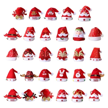 Unisex Megzta Kalėdų senelio skrybėlė Tėvų vaikų skrybėlė Unikali spalva, atitinkanti megztą kalėdinę Kalėdų senelio skrybėlę suaugusiems Naujųjų metų dovanos M6CD