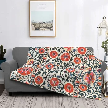 Uzbekistanas Antikvariniai gėlių siuvinėjimai Bohemijos antklodė Flanelė Atspausdinta lengva mėtoma antklodė miegamojo automobilinėms lovatiesėms