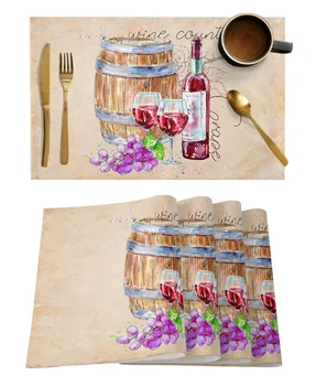 Vasaros rudens vyno statinė Vintage Kitchen Valgomojo stalo dekoro priedai 4/6vnt Placemat karščiui atsparūs indai Pagalvėlės Kilimėliai