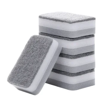 Virtuvės šveitimo pagalvėlė 5vnt Nustatykite daugkartinio naudojimo indų plovimo kempinės dvipusį dizainą greitam ir efektyviam valymui Balta ir pilka