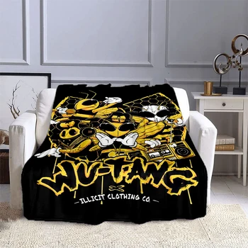W-WU-TANG 3D spausdinta flanelinė antklodė, namų biuro laisvalaikio sofos antklodė, daugiafunkcinė kelioninė šilumos antklodė, dovanų antklodė