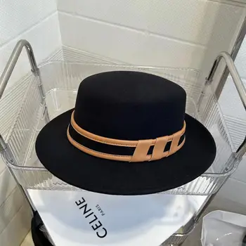 Wide Brim Warm Winter Hat for Women Ribbon wool Fedra Hat Classic Fashion Jazz Hat Church Party Derby Panama Hat